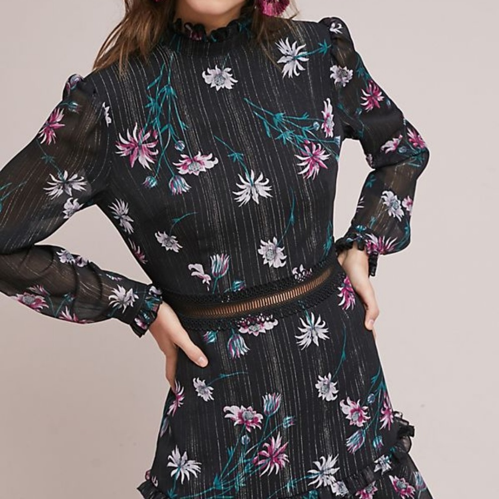 Anthropologie High-Neck Floral Dress Donna Morgan